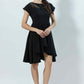 Cascade Black Beauty Detail Boat Neck Midi Dress