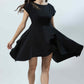 Cascade Black Beauty Detail Boat Neck Midi Dress