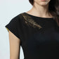 Cascade Black Beauty Detail Boat Neck Midi Dress
