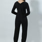 V-neck Full Sleeve Black Top With Sequins Work