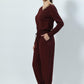 V-neck Full Sleeve Fired-Brick Top With Sequins Work