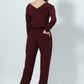 V-neck Full Sleeve Fired-Brick Top With Sequins Work