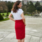 Asymmetrical Hem Midi Skirt with Brand Logo Zipper Pull