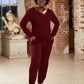 V-neck Full Sleeve Fired-Brick Top With Sequins Work