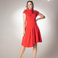 Cascade Fiery Red Beauty Detail Boat Neck Midi Dress