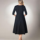 Peacock Fether Embriodery Black Dress