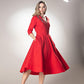 Peacock Fether Embriodery Red Dress
