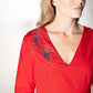 Peacock Fether Embriodery Red Dress