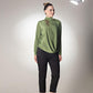 Leaf Embellishment High Neck Foam Green Top