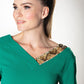 V-neck Full Sleeve Green Top With Sequins Work