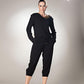 V-neck Full Sleeve Black Top With Sequins Work