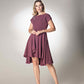 Cascade Lilas Detail Boat Neck Midi Dress