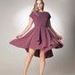 Cascade Lilas Detail Boat Neck Midi Dress