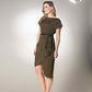 Bird Embroidered Wrap Olive Style Dress