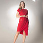 Bird Embroidered Wrap Popcorn Red Style Dress