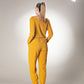 V-neck Full Sleeve Mustard Top With Sequins Work