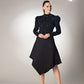 Puff Sleeve High Neck Jersey Black Top