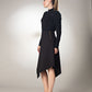 Puff Sleeve High Neck Jersey Black Top