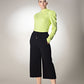 Puff Sleeve High Neck Jersey Green Top