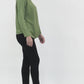 Leaf Embellishment High Neck Foam Green Top