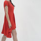 Cascade Lilas Detail Boat Neck Midi Dress